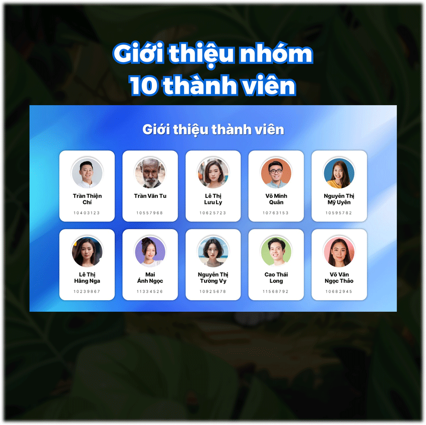 Powerpoint giới thiệu thành viên nhóm 10 người